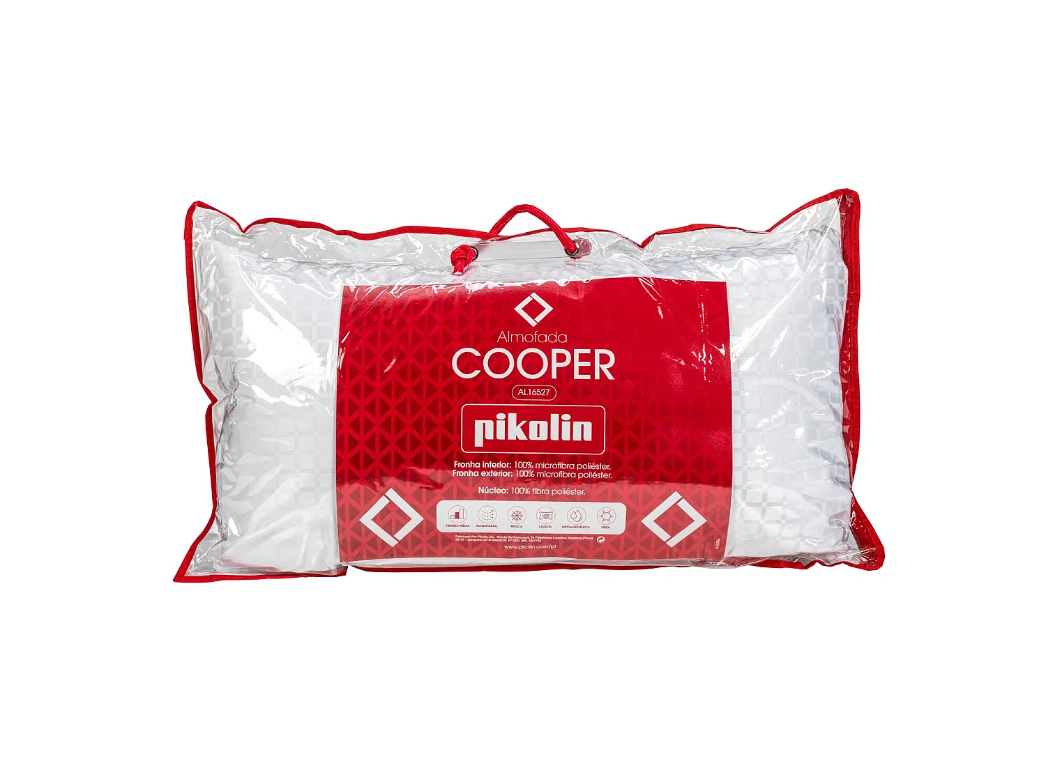 Almohada PIKOLIN COOPER de fibra 60 x 40 cm, firmeza media, hipoalergénica, blanca