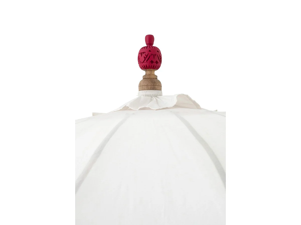 Parasol Rond à Franges "Flavie" 180cm Écru & Rose