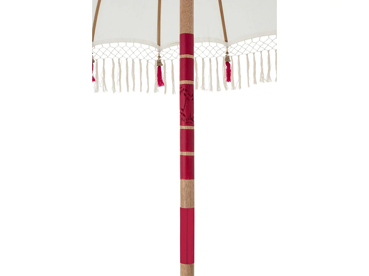 Parasol Rond à Franges "Flavie" 180cm Écru & Rose