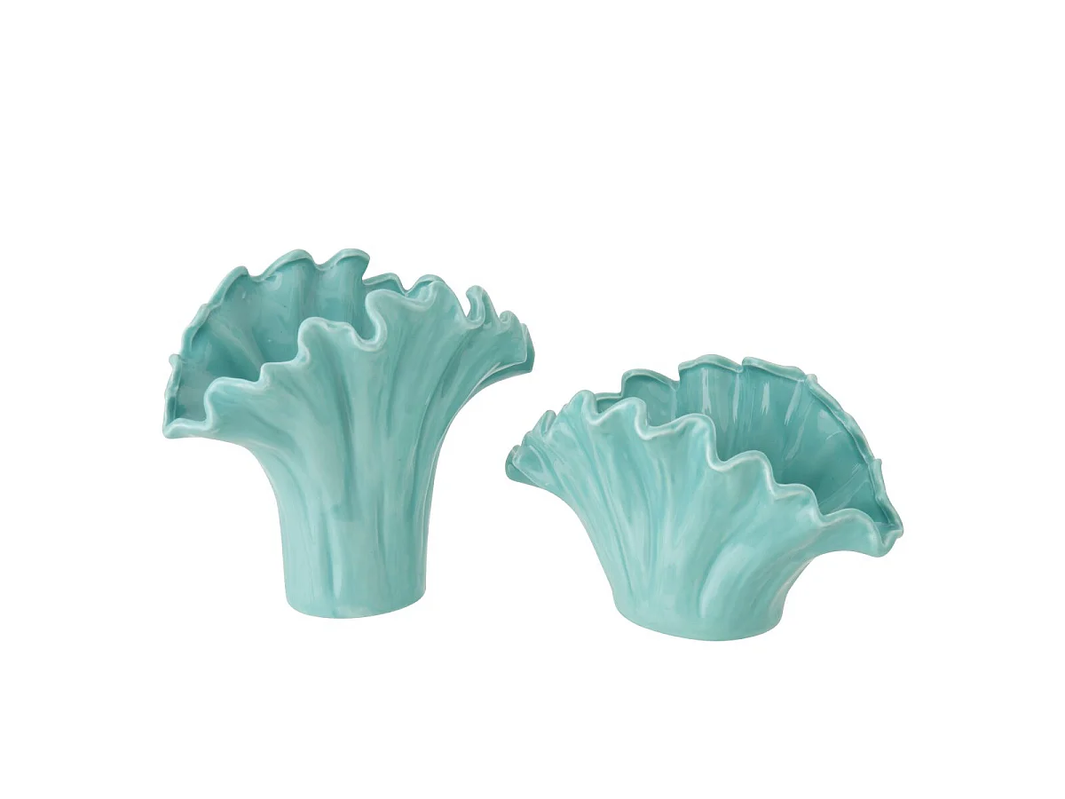 Vase Coquillage en Porcelaine "Anaelle" 19cm Vert Clair