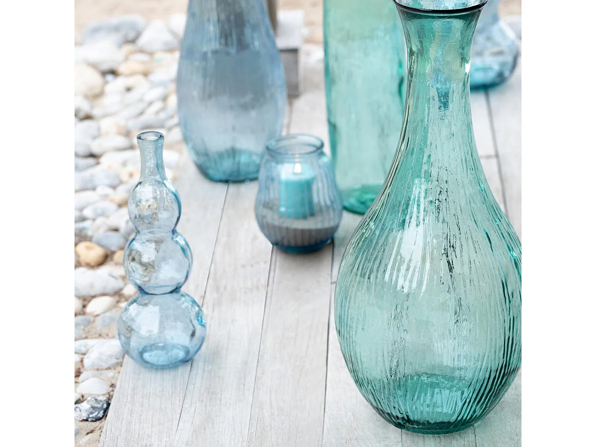 Vase Bouteille en Verre "Nolwenn" 48cm Bleu Clair