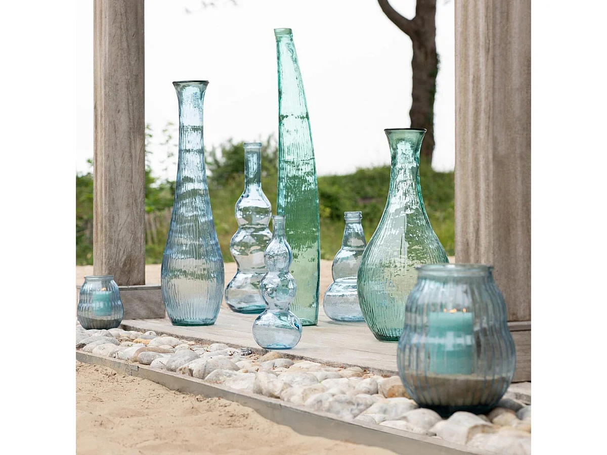 Vase Bouteille en Verre "Nolwenn" 48cm Bleu Clair