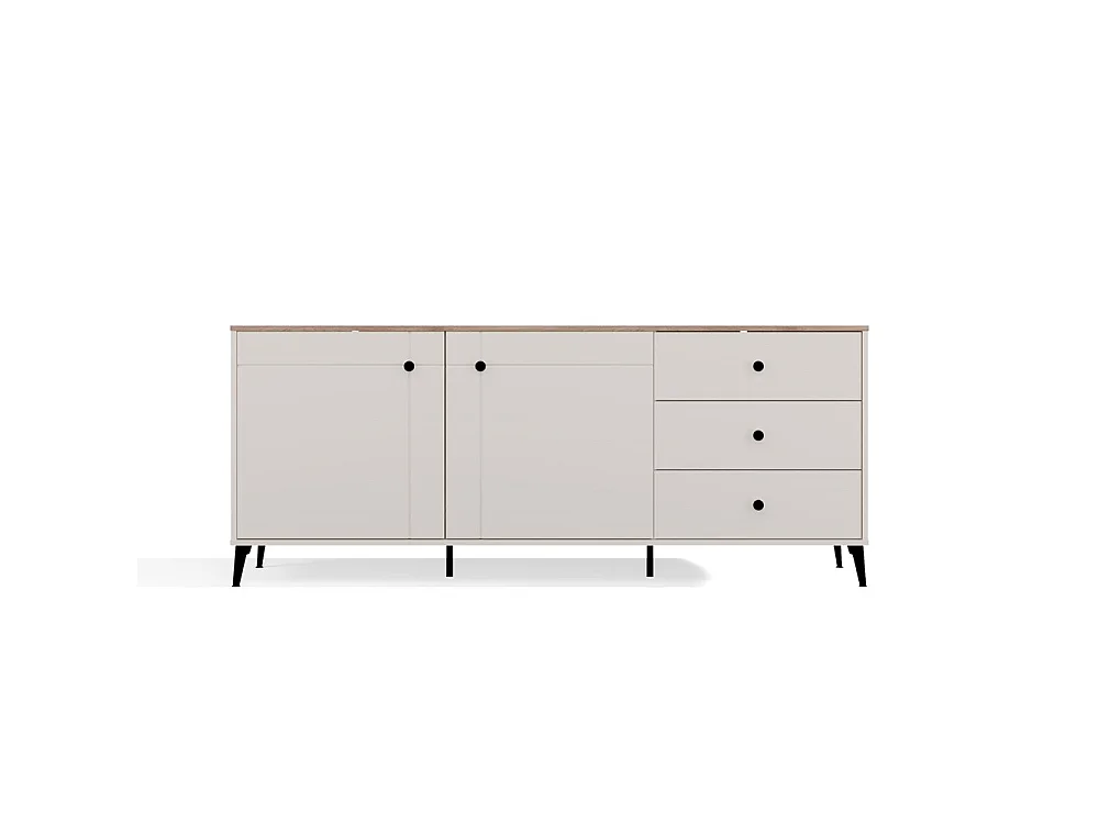POINT 2D3S - Cómoda - Armario 3 cajones 2 puertas Salón - Cashmere Beige / Roble Castello