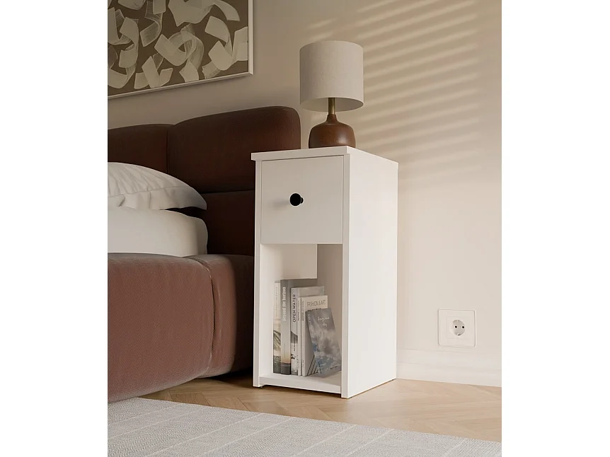 TOMI 25 1S - Nachttisch - 1 Schublade - 25x55x30 cm - Weiß