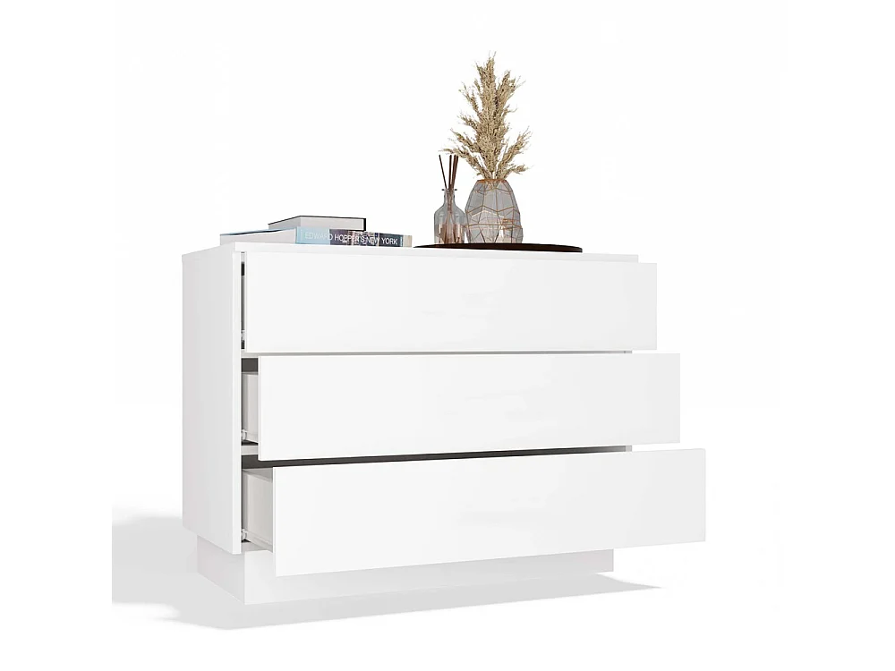AMBER 3S – Komoda z 3 szufladami – 85 x 66 x 40 cm – sypialnia i salon – Biały
