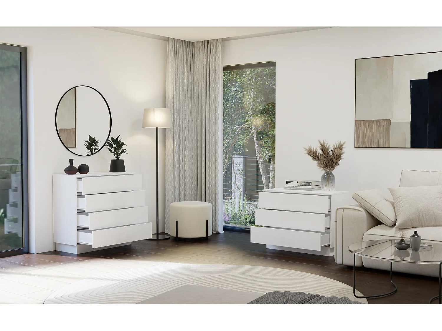AMBER 3S – Komoda z 3 szufladami – 85 x 66 x 40 cm – sypialnia i salon – Biały
