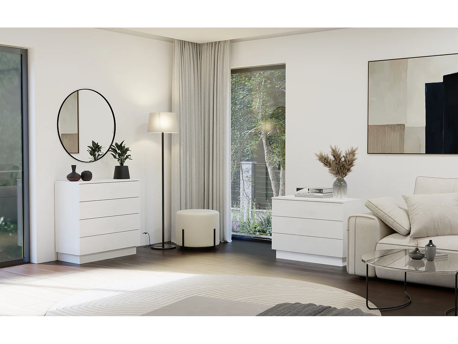 AMBER 3S – Komoda z 3 szufladami – 85 x 66 x 40 cm – sypialnia i salon – Biały