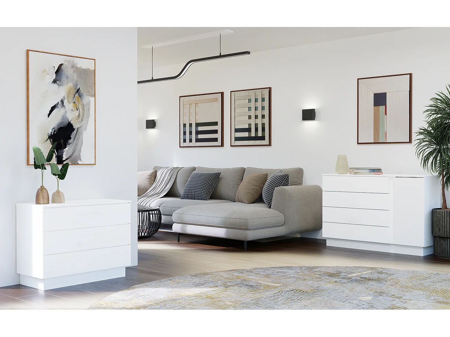 AMBER 3S – Komoda z 3 szufladami – 85 x 66 x 40 cm – sypialnia i salon – Biały