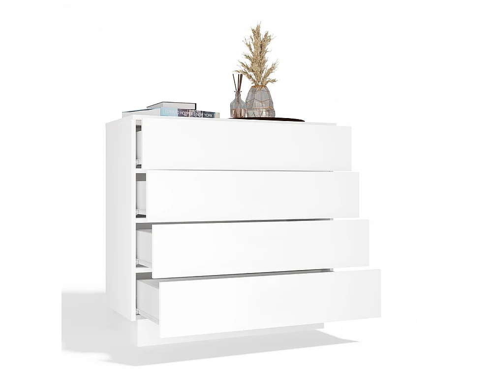 AMBER 4S – Cassettiera con 4 cassetti – 85 x 84 x 40 cm – Camera e soggiorno – Bianco