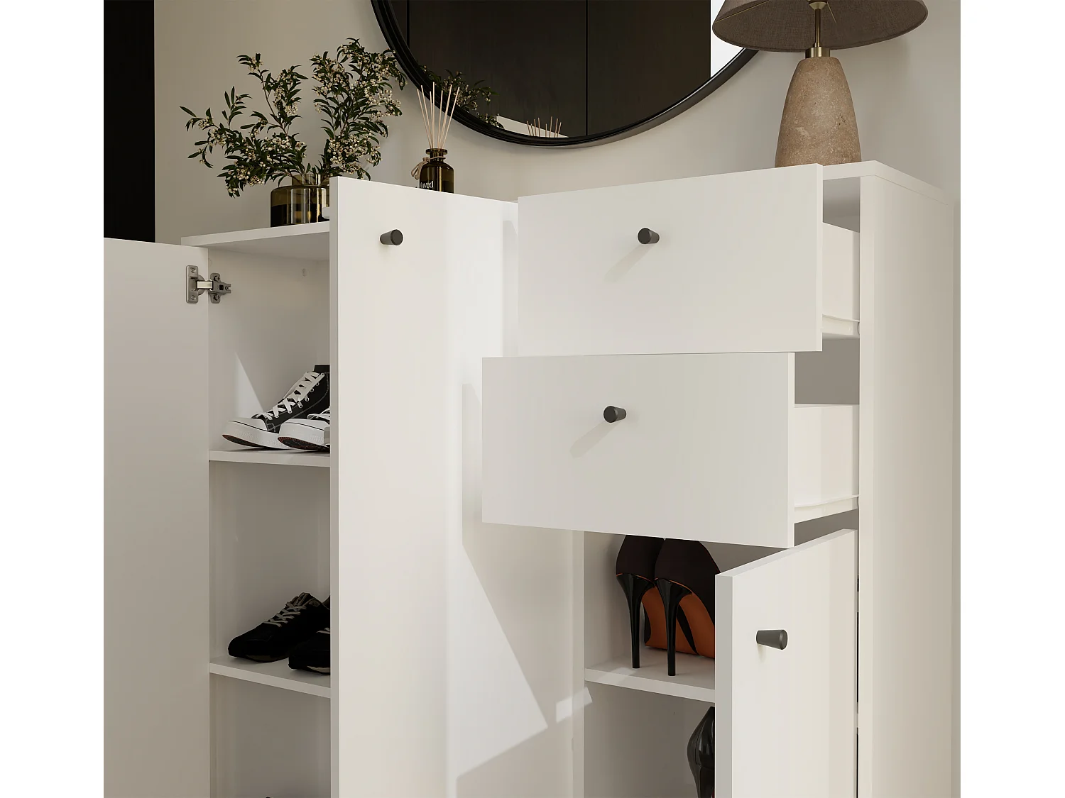 AMBER 4S – Cassettiera con 4 cassetti – 85 x 84 x 40 cm – Camera e soggiorno – Bianco