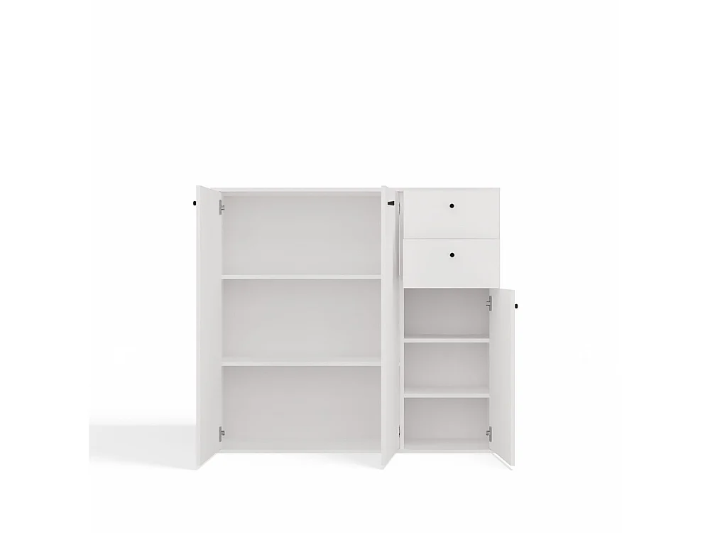FRAN – Cassettiera – 3 ante, 2 cassetti – 120 x 110 x 30 cm – Bianco