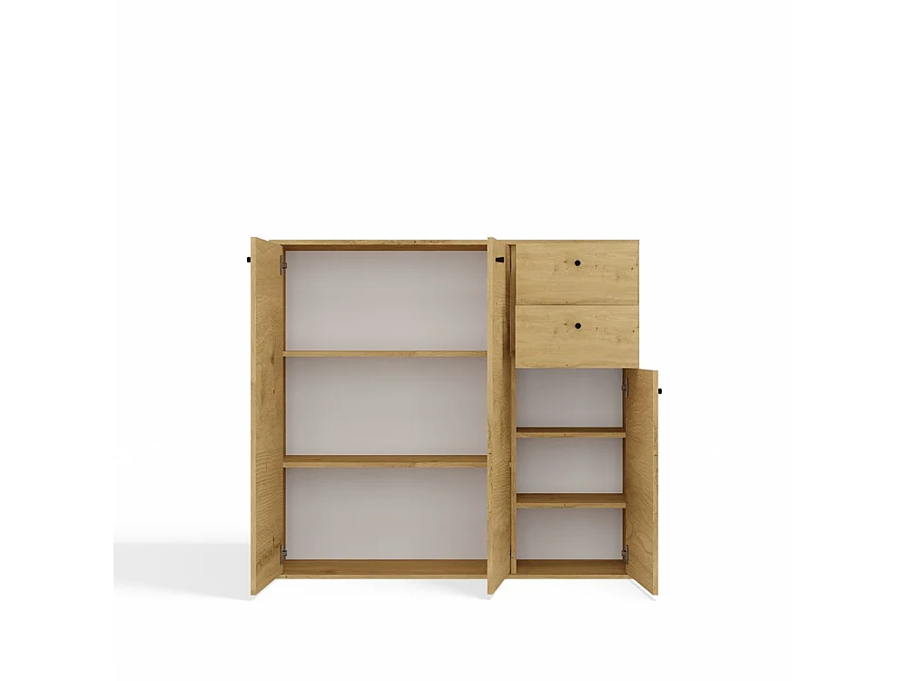 FRAN – Cassettiera – 3 ante, 2 cassetti – 120 x 110 x 30 cm – Rovere Artisan