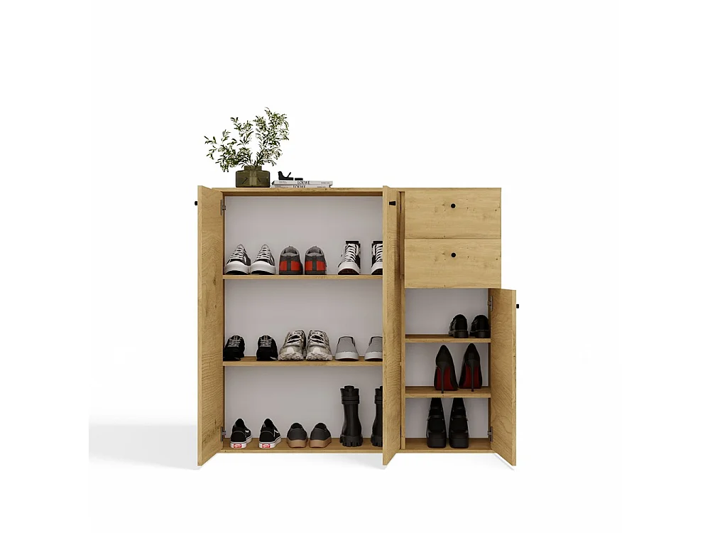 FRAN – Cassettiera – 3 ante, 2 cassetti – 120 x 110 x 30 cm – Rovere Artisan