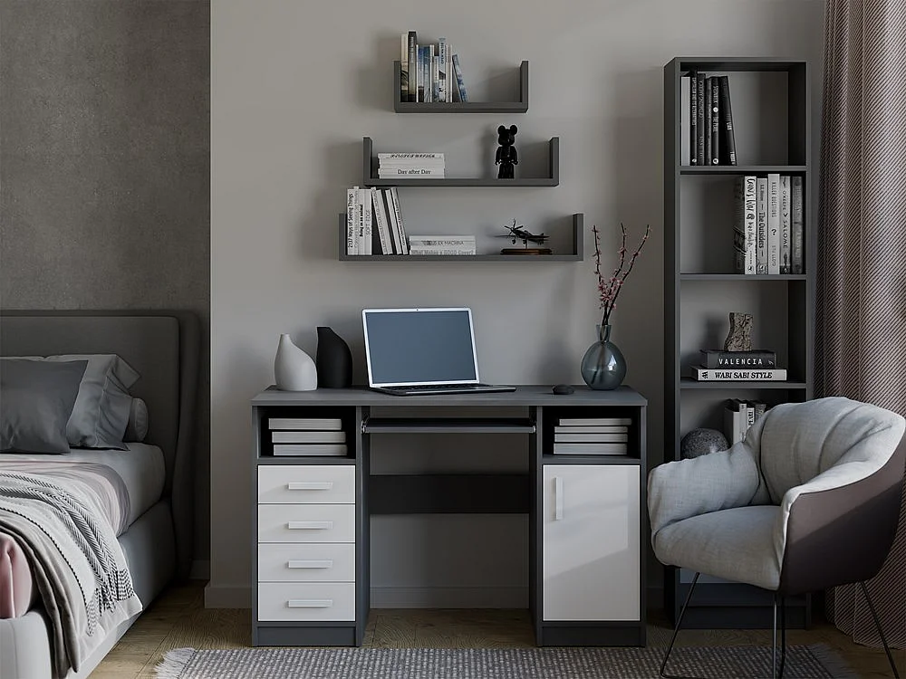 Zestaw Półek Ściennych MOBI 3P | Antracyt | 80x20x14 cm | Nowoczesny Design