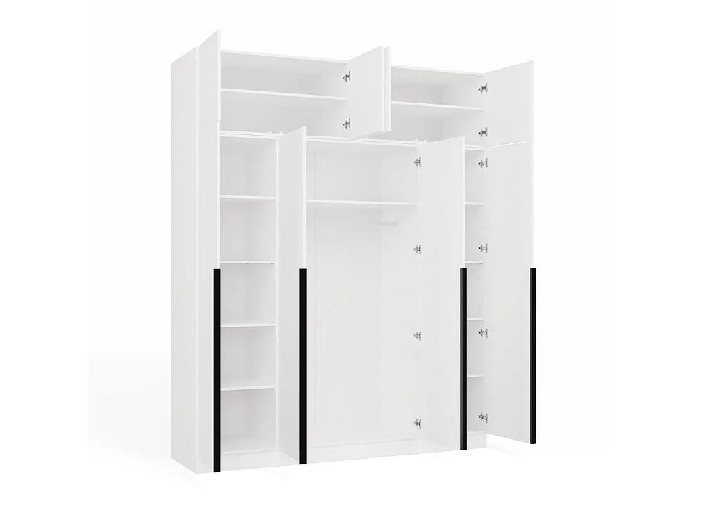 Senso 4D – Szafa z nadstawkami – drzwi, półki – 200 x 250 x 56,5 cm – Biały