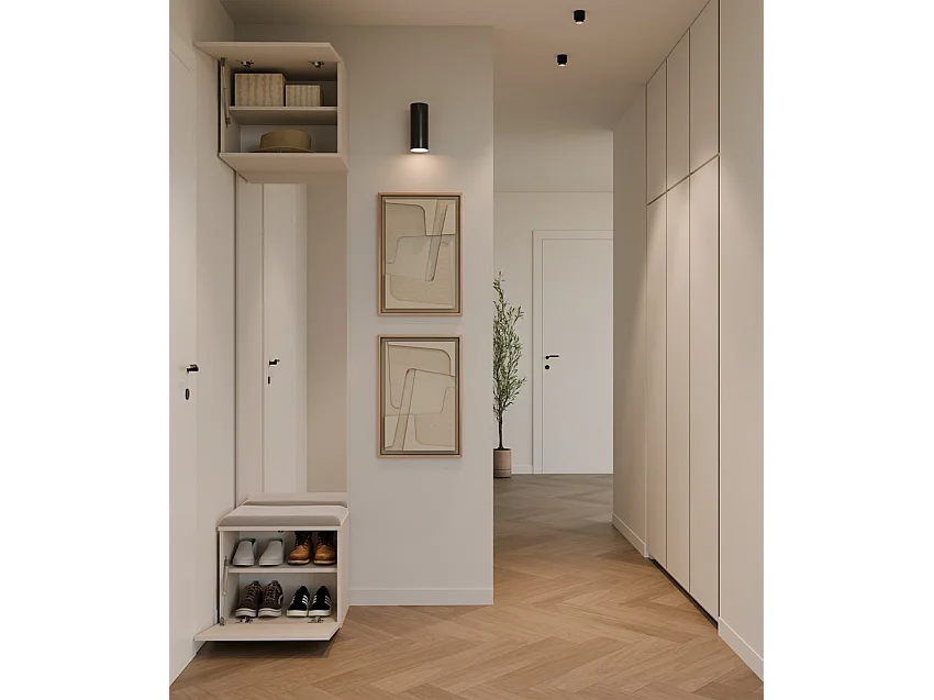 Garderoba HAGA 1L Szafka Do Przedpokoju Korytarza KASZMIR BEŻ 238x50x35 cm