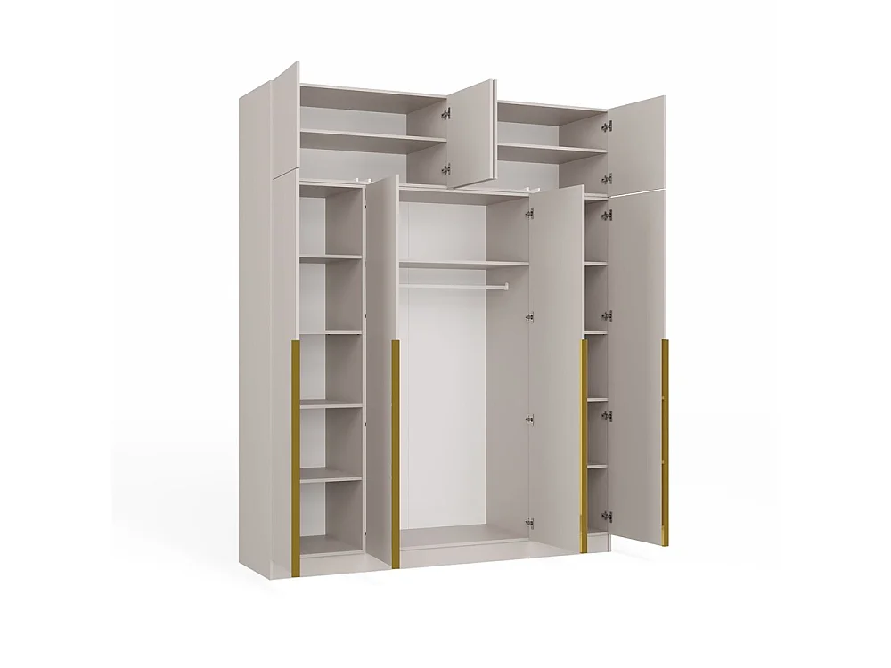 Senso 4D – Szafa z nadstawkami – drzwi, półki – 200 x 250 x 56,5 cm – Beż kaszmir