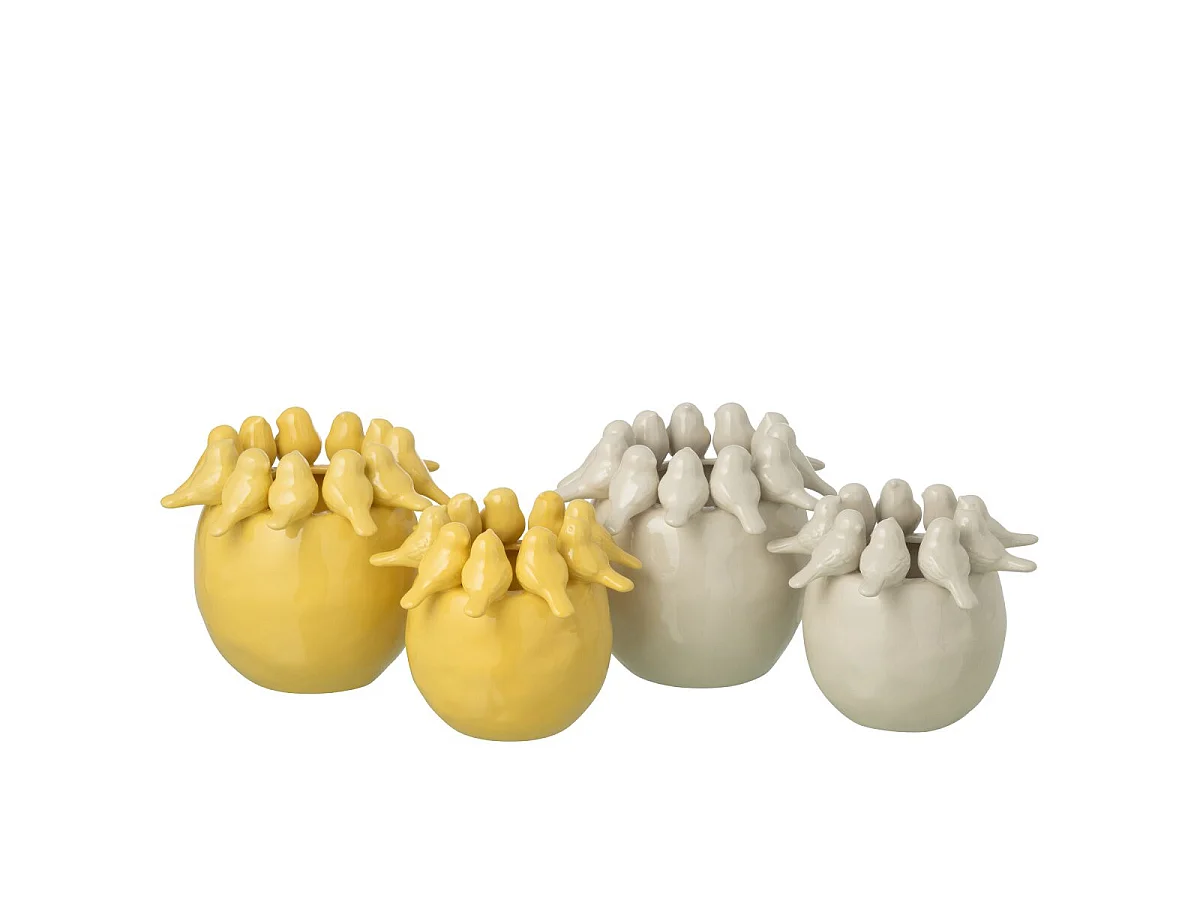 Vase Oiseaux en Grès "Mahaut" 21cm Jaune