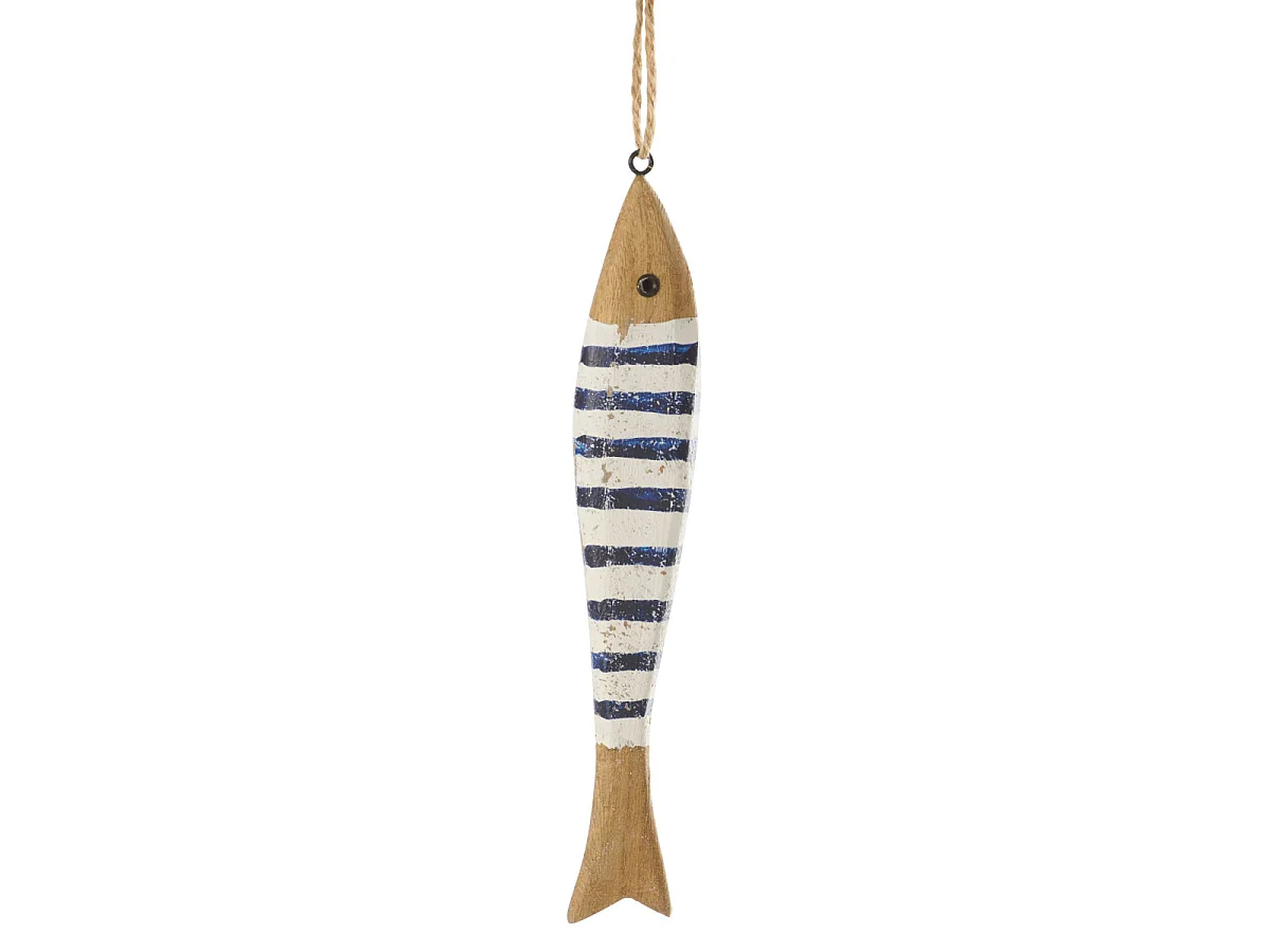 Guirlande Déco 9 Poissons en Bois "Rayé" 175cm Bleu