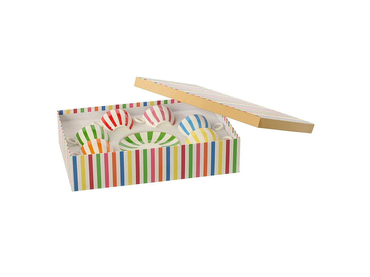 Lot de 6 Tasses & Sous-Tasses "Joachim" 15cm Multicolore