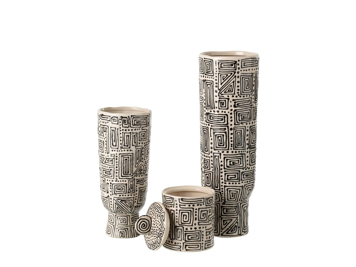 Vase Déco en Porcelaine "Morton" 42cm Blanc & Noir