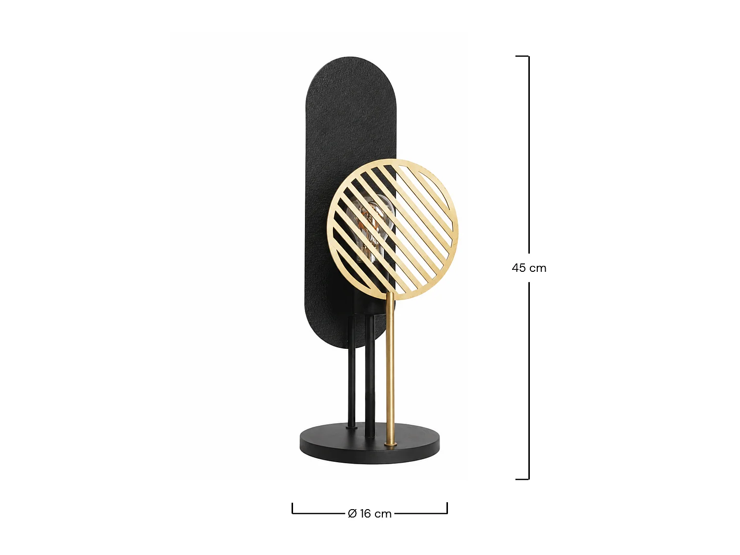 Lampada da tavolo in metallo nero e dorato H45 cm - Totem