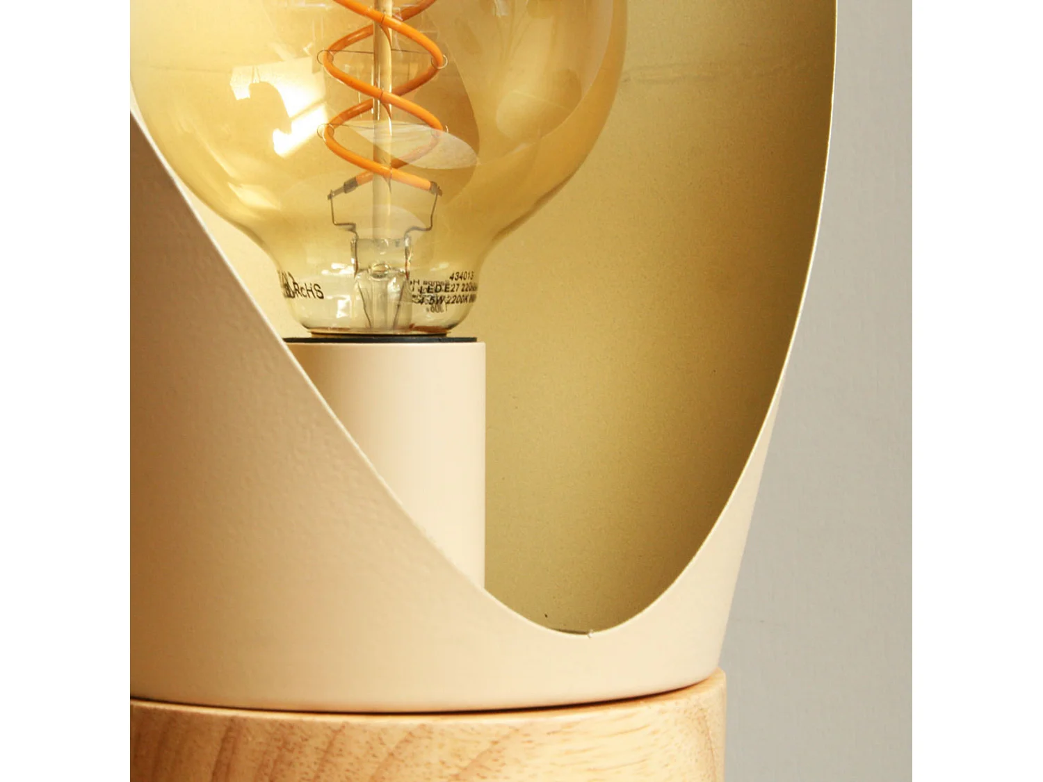 Lampe à poser en métal crème et bois H44 cm - Spoon