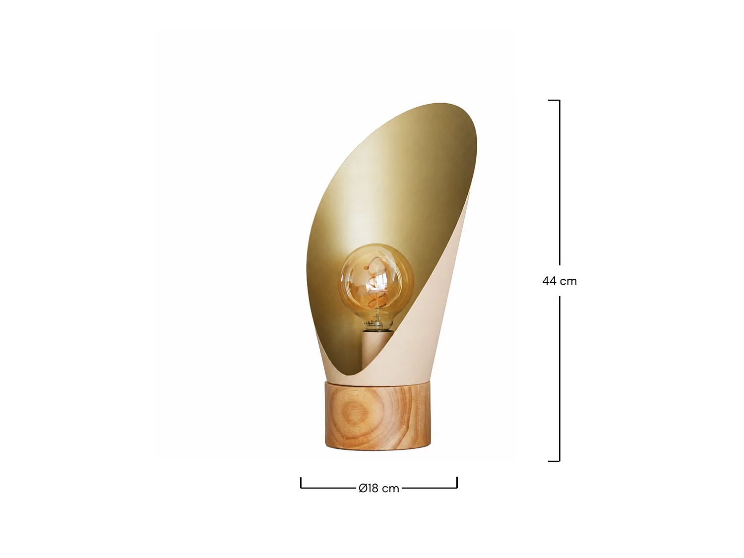 Lampe à poser en métal crème et bois H44 cm - Spoon