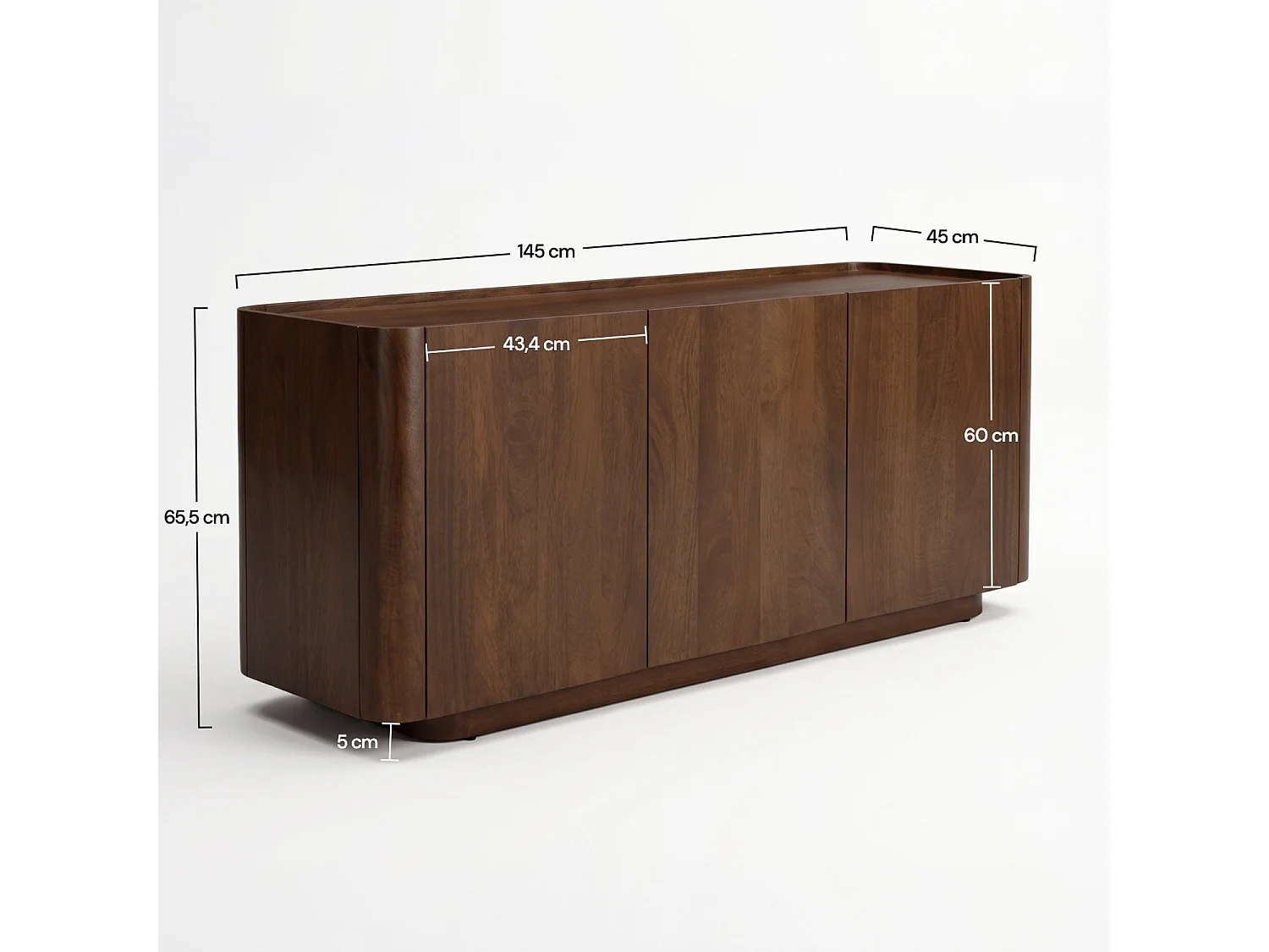Buffet en bois de manguier finition noyer - Aldo
