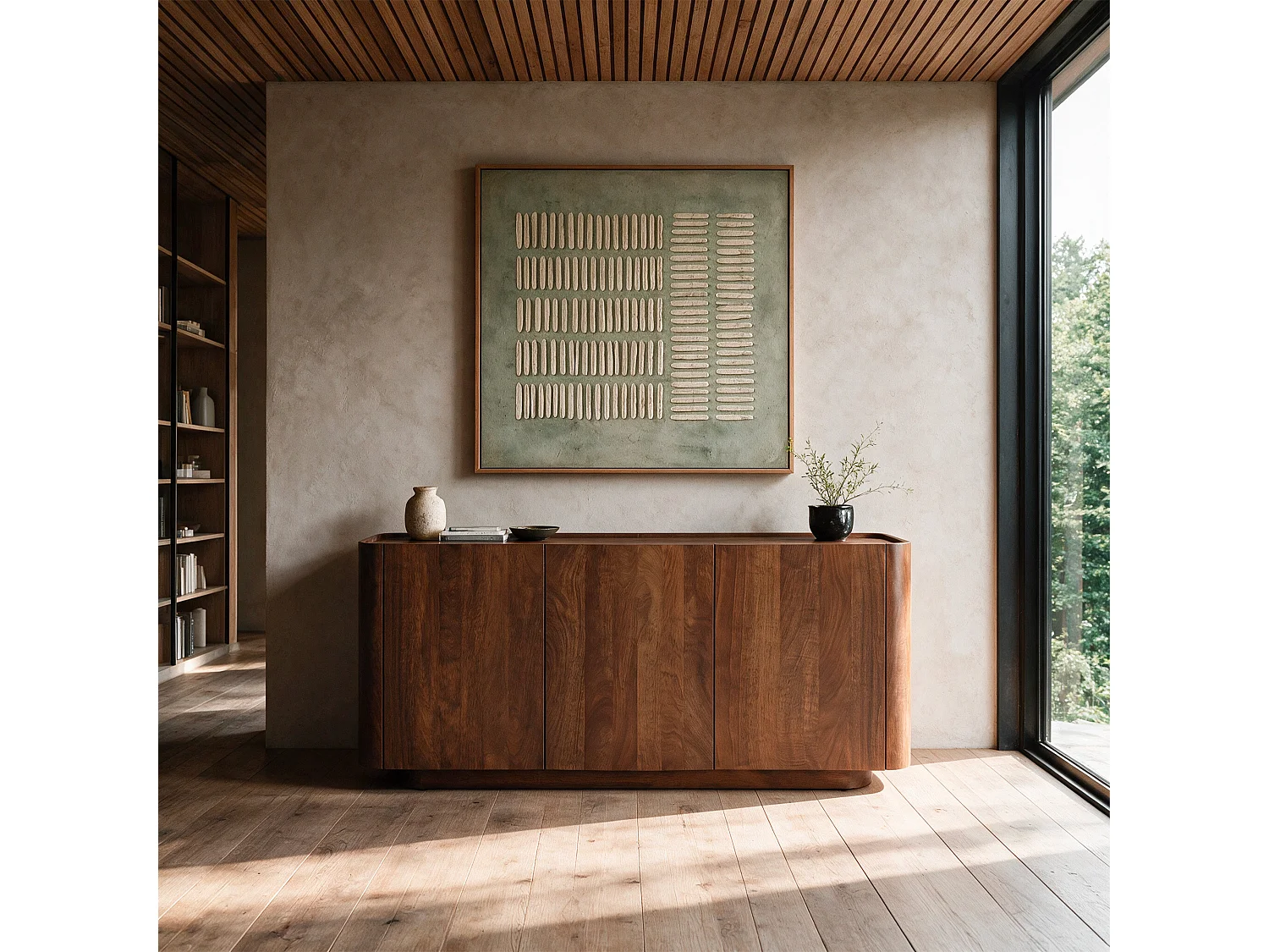 Buffet en bois de manguier finition noyer - Aldo