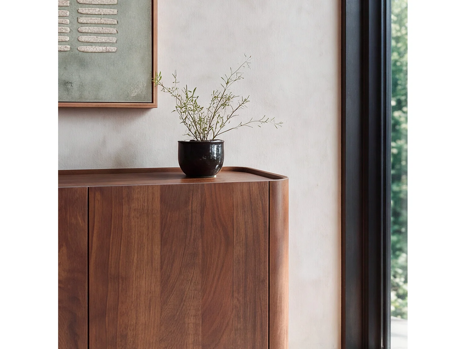 Buffet en bois de manguier finition noyer - Aldo