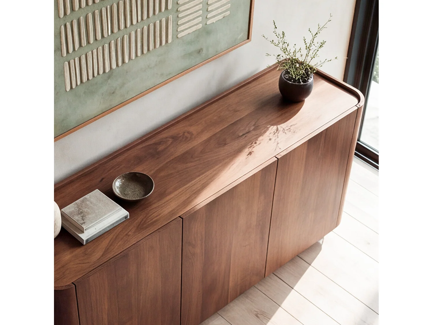 Buffet en bois de manguier finition noyer - Aldo