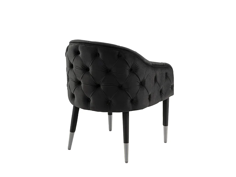 Sophia Velvet Dining Chair Black - Brushed Silver Caps