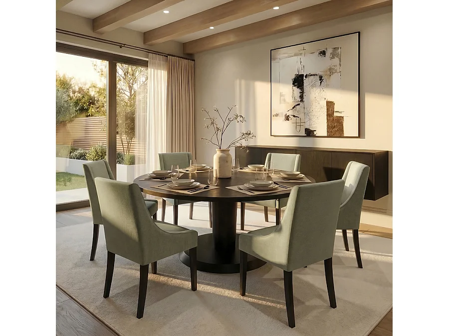 Chatsworth dining chair - Sage, classic upholstered ash legs