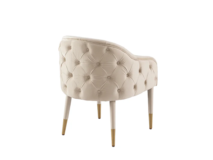 Sophia Dining Chair - Chalk Velvet with Brushed Brass Caps