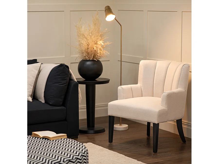 Hatfield Carver Chair Calico - Linen Effect Upholstery, Ash Legs