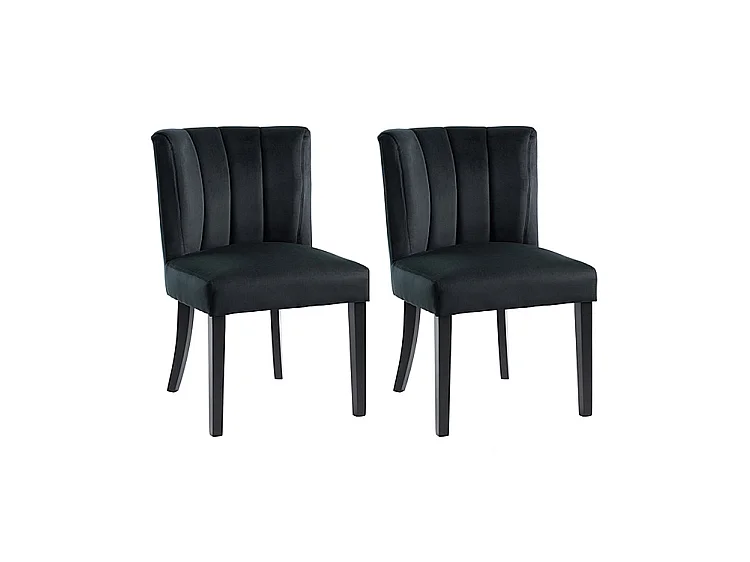 Hatfield Set of 2 Dining Chairs - Black Velvet, Solid Ash Legs