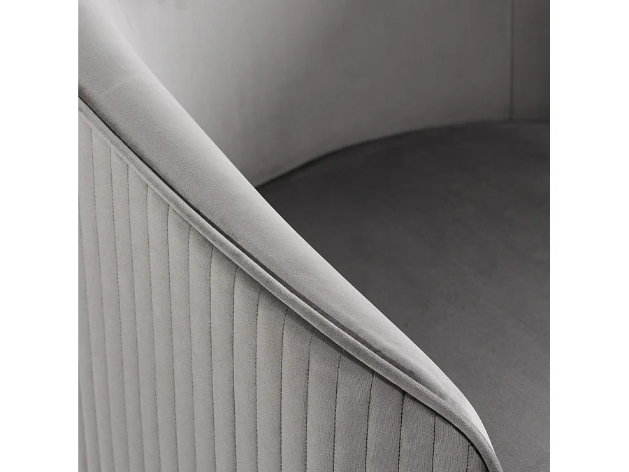 Ella Dining Chair - Dove Grey Velvet - Brushed Silver Base