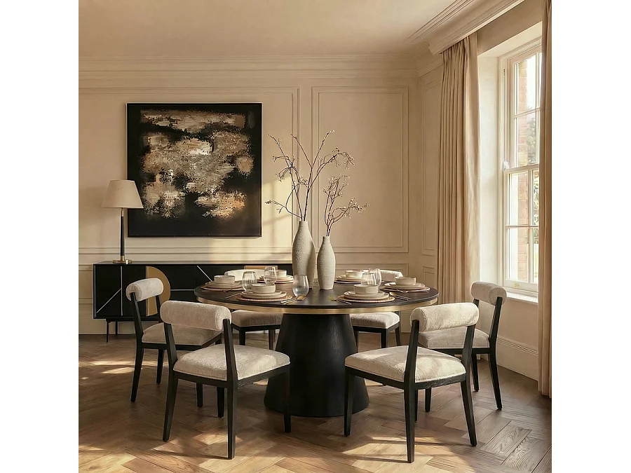 Hera Dining Chair - Chic Ivory Chenille Upholstery, Solid Ash Frame, Bolster Back