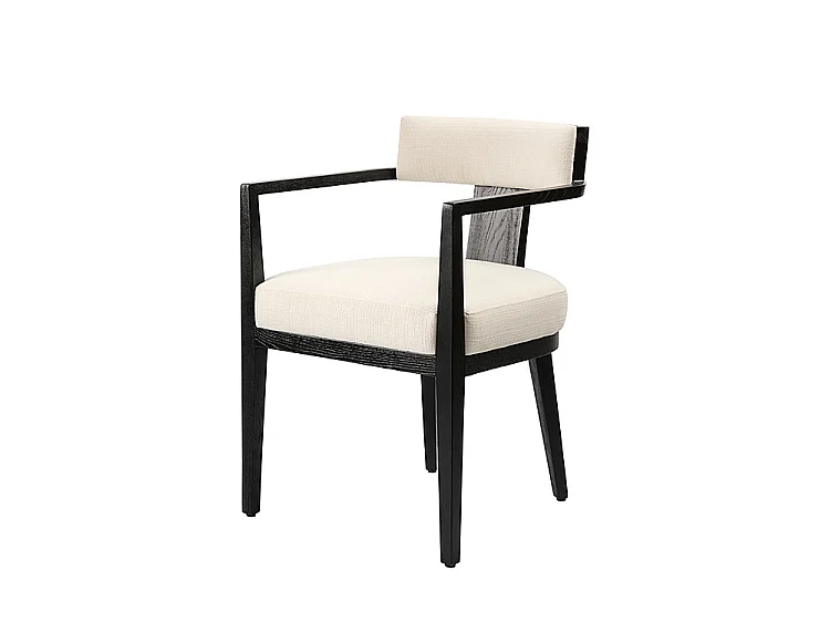 Vista Carver Chair - Ivory, Linen-Effect Fabric, Solid Ash Frame