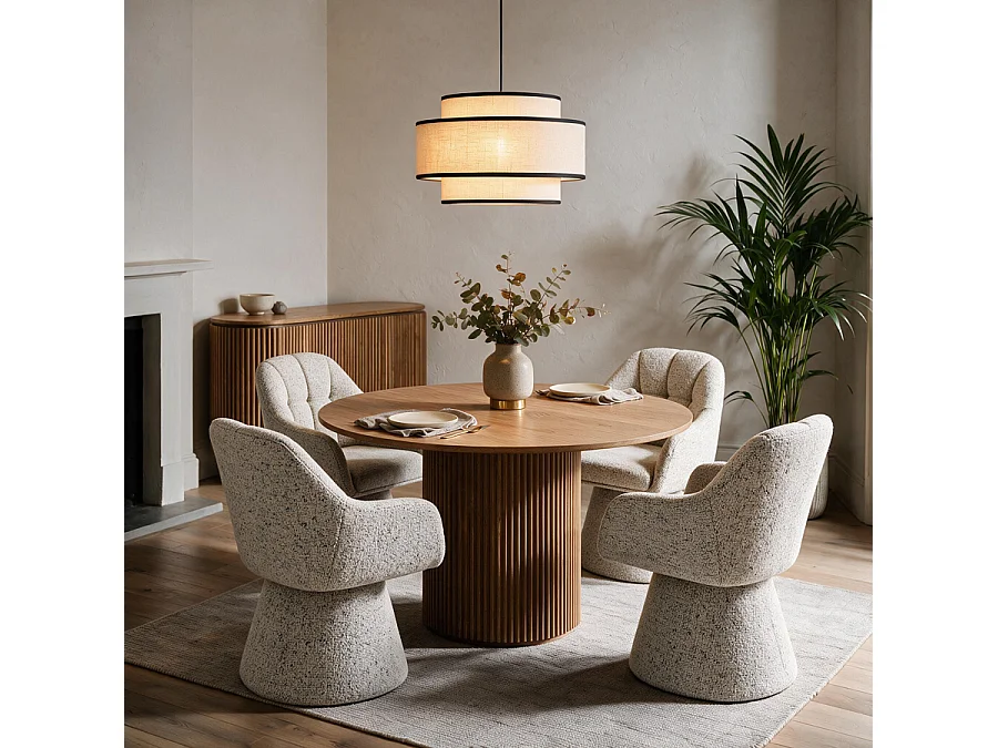 Orbit Dining Chair Birch - Swivel Chenille Upholstery, Foam-Padded Seat, Metal Pedestal Base