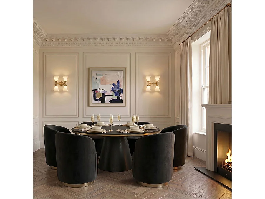 West End Swivel Dining Chair - Black Velvet, Brushed Brass Base