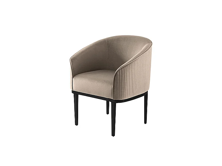 Ella Art Deco Dining Chair Taupe Velvet - Black Stainless Steel Base