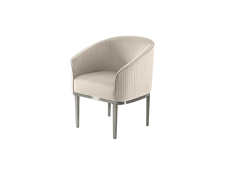 Ella Dining Chair Chalk with Silver Brushed Stainless Steel Base