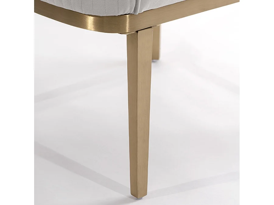 Ella Dining Chair Dove Grey - Velvet Upholstery - Brass Brushed Stainless Steel Base