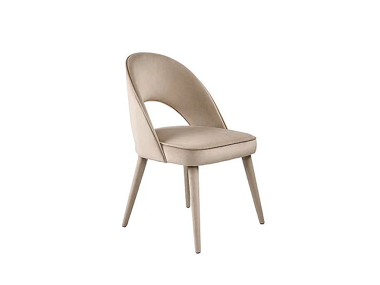 Rossini Taupe Velvet Dining Chair - Sprung Padded Seat and Back, Solid Ash Legs