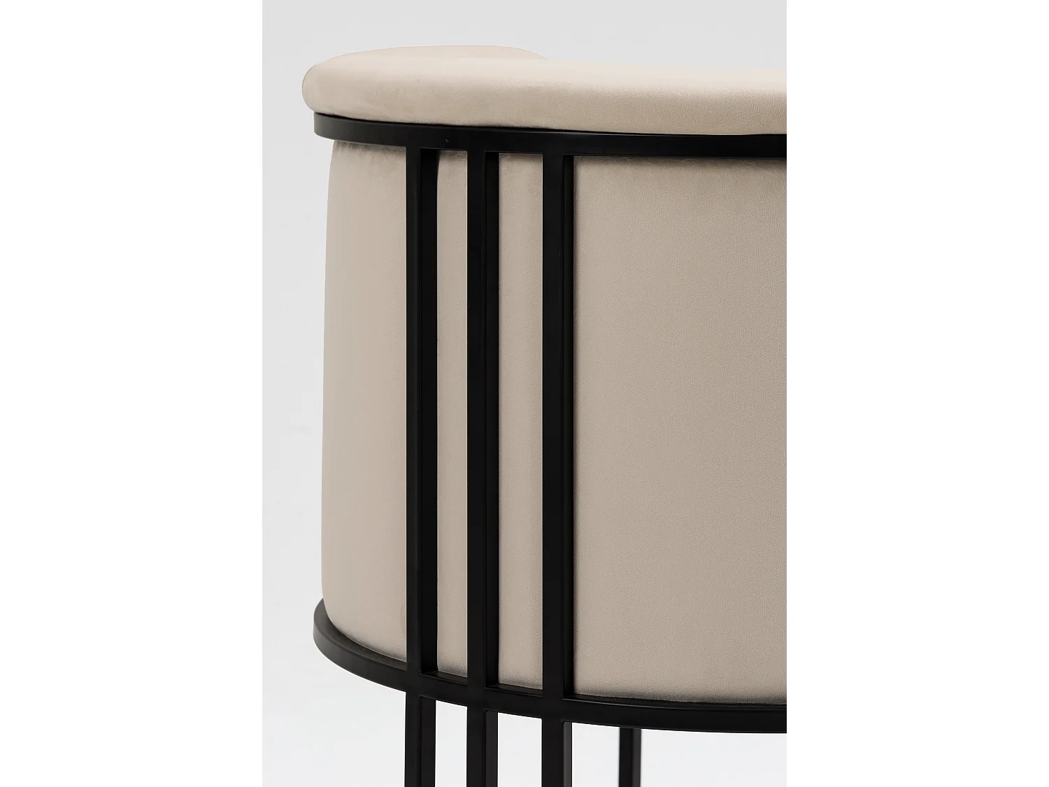 Aria Art Deco Dining Chair Taupe Velvet - Black Powder-Coated Steel Frame