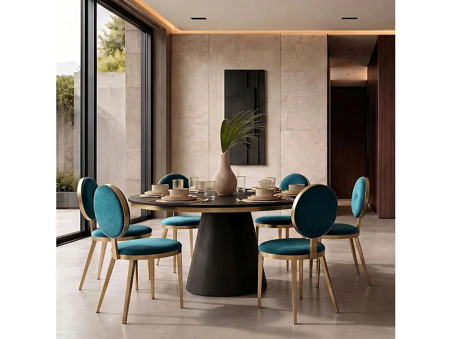 Ravello Dining Chair Teal - Mid-Century Steel Frame with Velvet Seat
