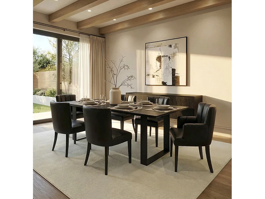 Hatfield Carver Chair - Black PU Faux Leather, Ash Legs