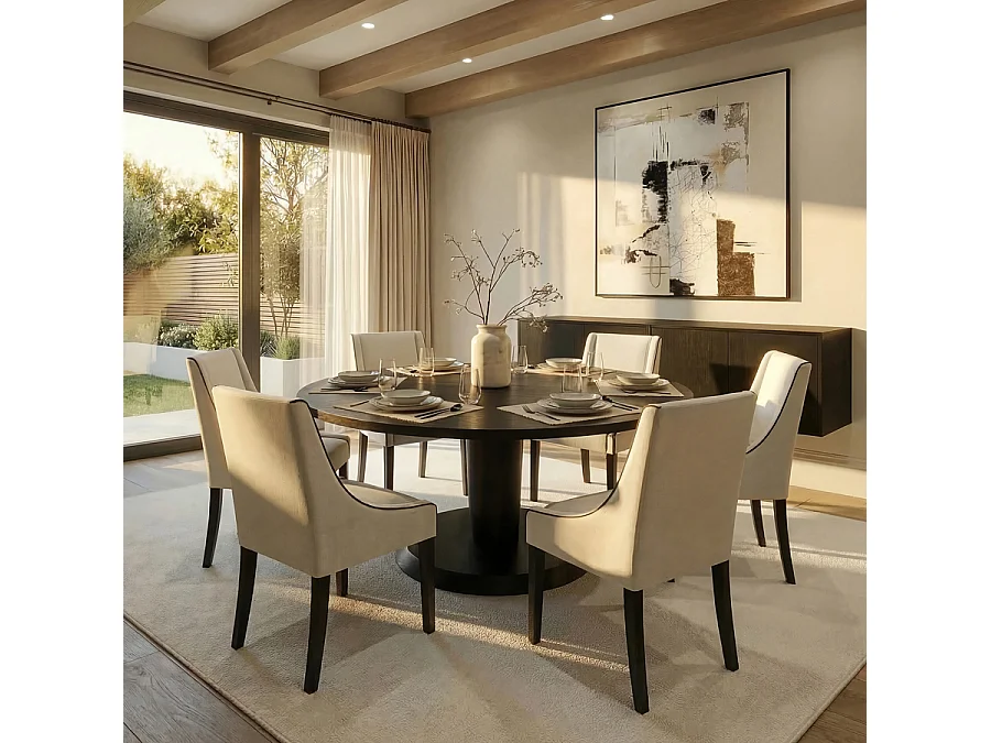 Chatsworth Dining Chair - Two Tone Calico, Stained Ash Legs
